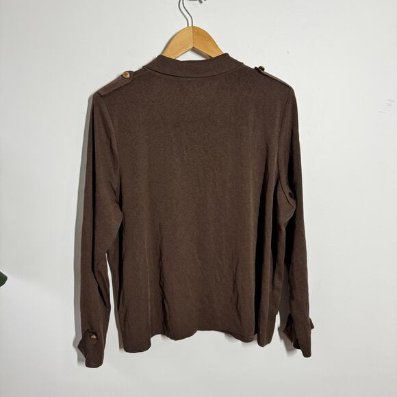 Misook Double Knit Breasted Jacket Blazer Women XL Chocolate Brown Old Money - Picture 2 of 7